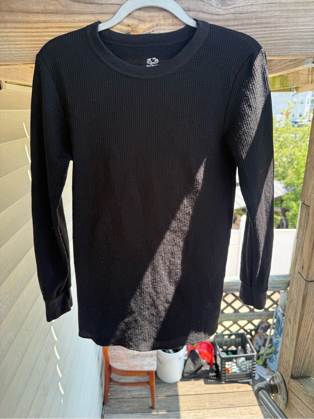 Mens Black fruit of the loom Long-Sleeve Thermal Top